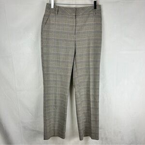 REITMANS Signature Plaid Straight Leg Trousers Size 4 Petite Ankle Length Brown‎
